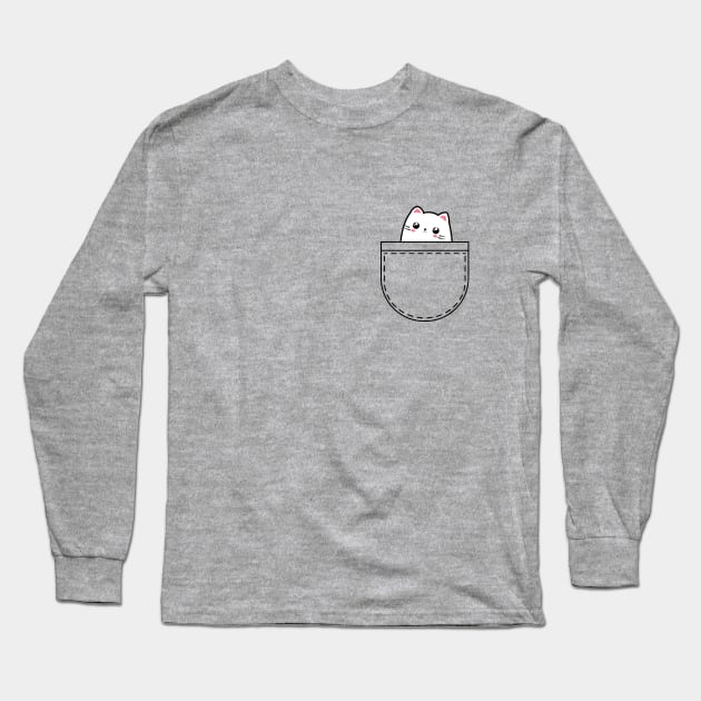 Kawaii cat in the pocket. Long Sleeve T-Shirt by CraftCloud